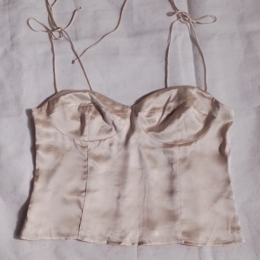 Reformation Silk Gold Top